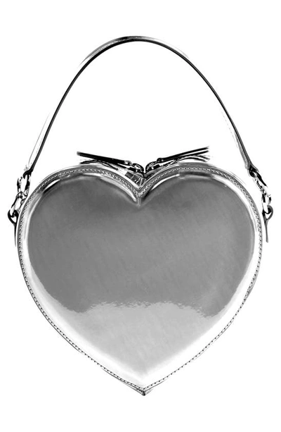 Shop Liselle Kiss Harley Faux Leather Heart Crossbody Bag In Silver Mirror