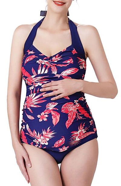 Shop Kimi And Kai Dulce Floral Print Two-piece Maternity Swimsuit In Multicolored