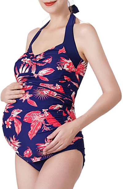 Shop Kimi And Kai Dulce Floral Print Two-piece Maternity Swimsuit In Multicolored
