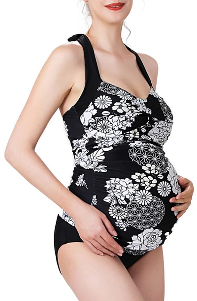 Shop Kimi And Kai Chana Floral Print Two-piece Maternity Swimsuit In Multicolored