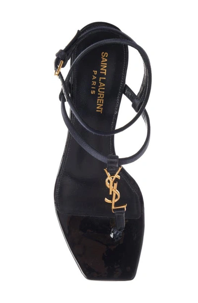 Saint Laurent Cassandra Sandals In Smooth Leather With Gold Monogram In Black
