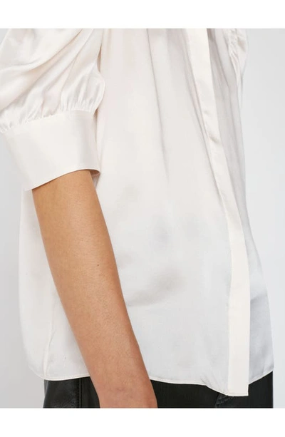 Shop Frame Gillian Three-quarter Sleeve Silk Button-up Shirt In Off White