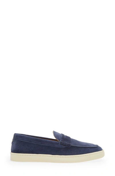 Shop Brunello Cucinelli Suede Slip-on Sneaker In C7665 Deep Blue