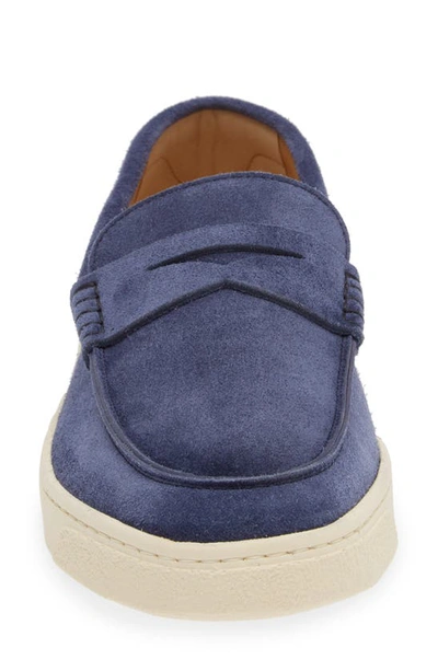 Shop Brunello Cucinelli Suede Slip-on Sneaker In C7665 Deep Blue