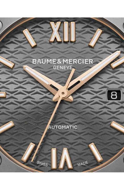 Shop Baume & Mercier Riviera 10660 Automatic Rubber Strap Watch, 42mm In Slate-grey