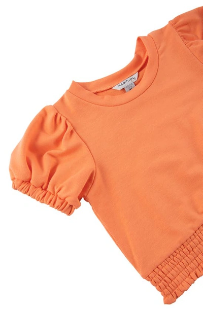 Shop Habitual Kid's Short Sleeve Top & Wrap Front Shorts Set In Orange