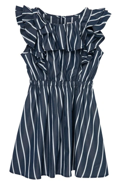 Shop Habitual Kid's Stripe Fit & Flare Dress In Navy