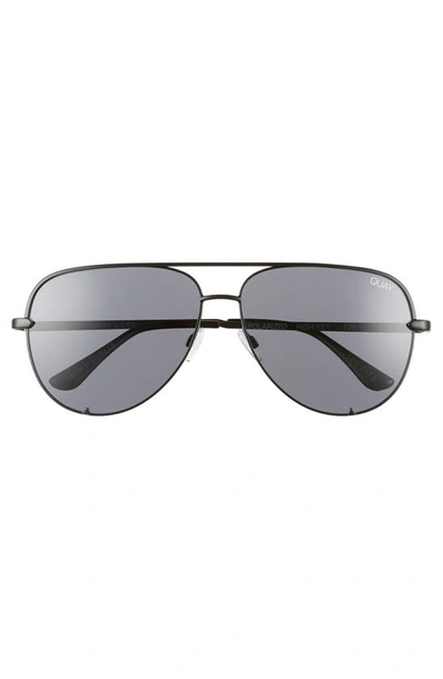 Shop Quay High Key 62mm Oversize Aviator Sunglasses In Black/ Smoke Polarized
