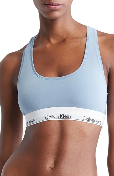 Calvin Klein Brushed-Logo Racerback Medium-Impact Sports Bra - Macy's