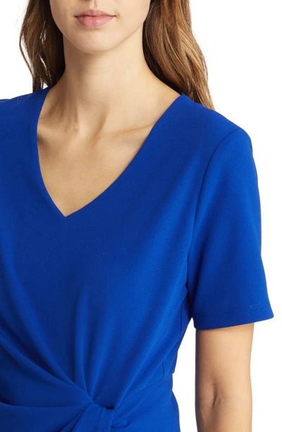 Tahari Asl Stretch Crepe Side Knot Dress In Cobalt