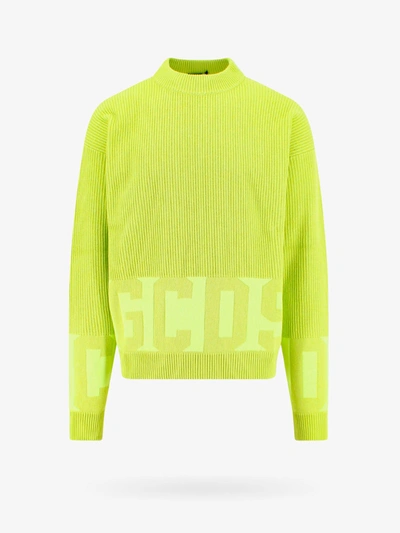 Gcds Cotton Sweater With Embroidered Logo In Green