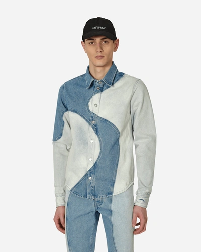 Shop Off-white Organic Block Denim West Shirt In Blue