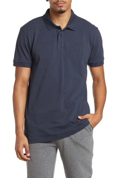 Hugo Boss Piro Solid Regular Fit Polo In Navy