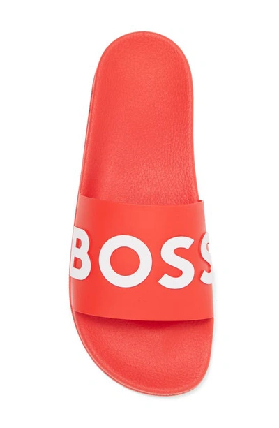 Shop Hugo Boss Boss Bay Slide Sandal In Bright Red