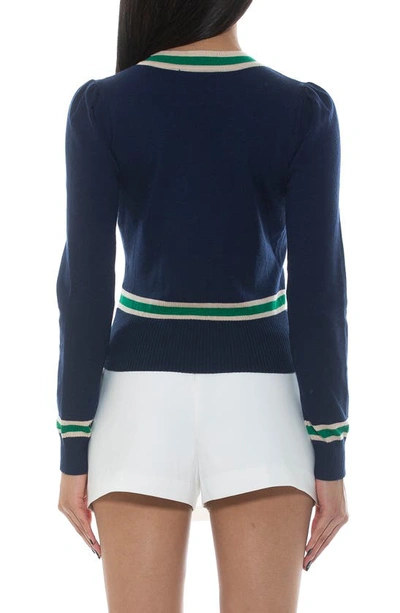 Shop Alexia Admor Contrast Trim Long Sleeve Cardigan In Navy