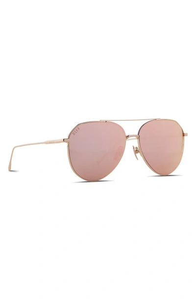Diff Dash 61mm Mirrored Aviator Sunglasses In Peach Mirror