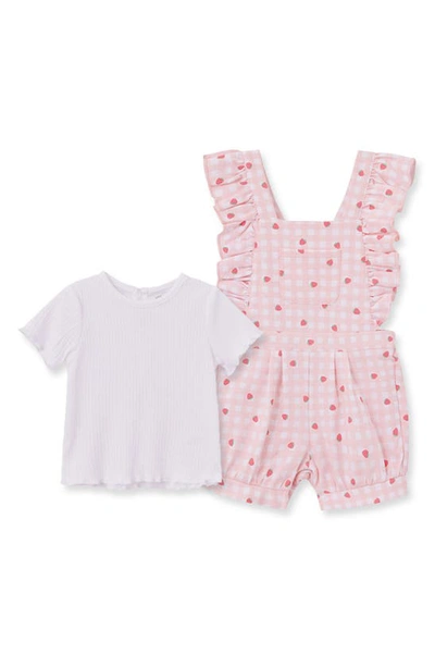 Shop Little Me Strawberry T-shirt & Overalls Set In Pink