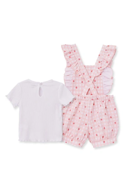 Shop Little Me Strawberry T-shirt & Overalls Set In Pink