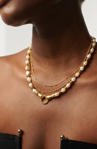 Shop Missoma X Harris Reed In Good Hands Beaded Pendant Necklace In Gold