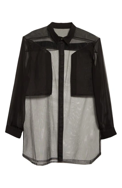 Shop Rick Owens Oversize Sheer Button-up Shirt In Black