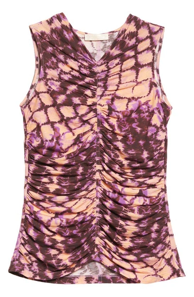 Shop Ulla Johnson Allie Print Ruched Tank In Wisteria
