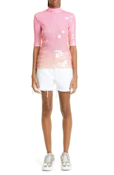 Shop Stella Mccartney Sequin Ombré Shirt In Pink Degrade