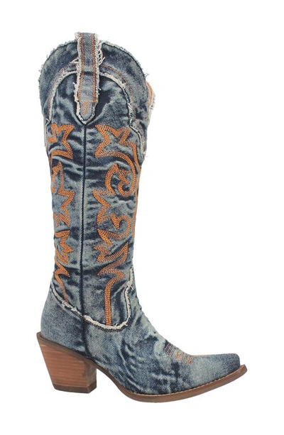 Shop Dingo Texas Tornado Knee High Western Boot In Blue