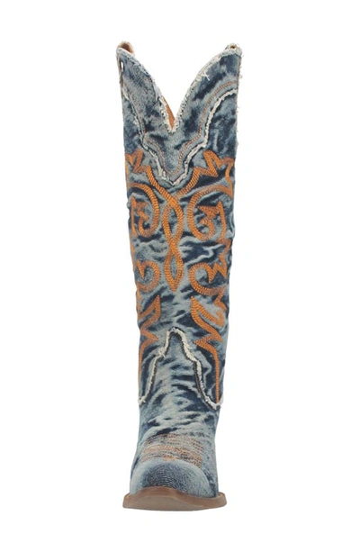 Dingo Texas Tornado Knee High Western Boot In Blue