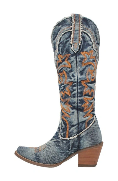 Dingo Texas Tornado Knee High Western Boot In Blue