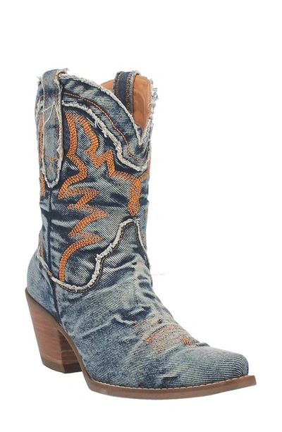 Dingo Womens Embroidered Manmade Cowboy, Western Boots In Blue