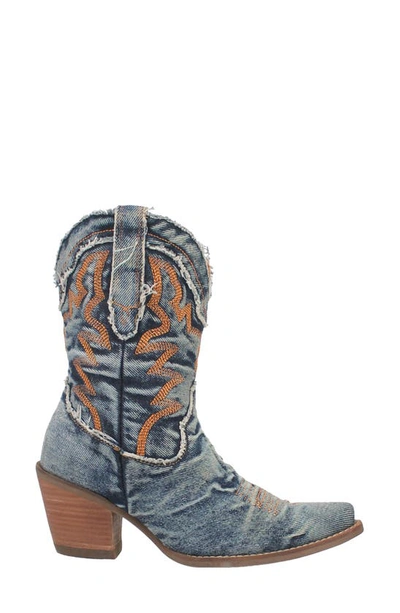 Dingo Womens Embroidered Manmade Cowboy, Western Boots In Blue