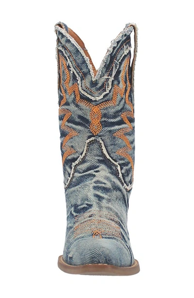 Dingo Womens Embroidered Manmade Cowboy, Western Boots In Blue