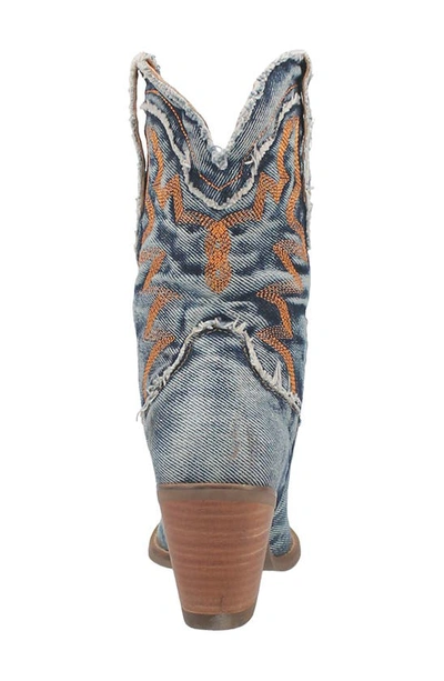 Dingo Womens Embroidered Manmade Cowboy, Western Boots In Blue