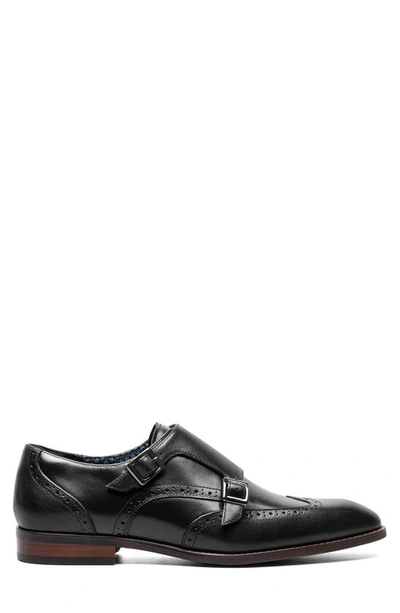 Shop Stacy Adams Karson Wingtip Double Monk Strap Shoe In Black