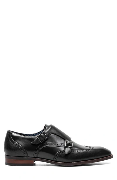 Stacy Adams Men's Karson Wingtip Double-monk Strap Dress Shoe In Black