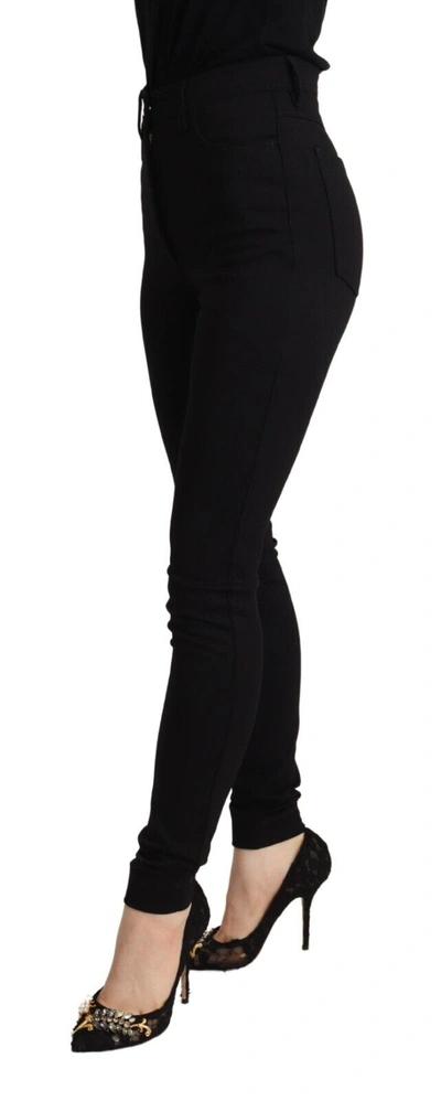 Shop Dolce & Gabbana Black High Waist Skinny Slim Fit Women's Pants