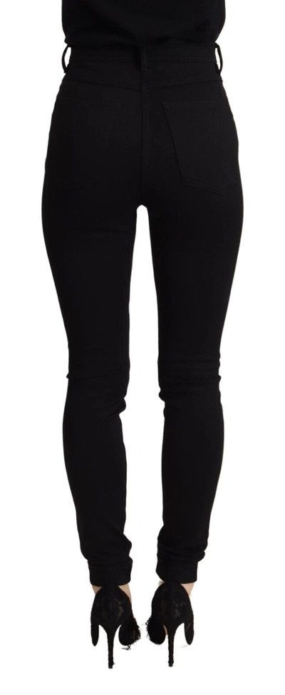 Shop Dolce & Gabbana Black High Waist Skinny Slim Fit Women's Pants