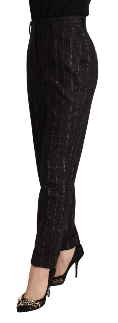 Shop Dolce & Gabbana Black Striped High Waist Tapered Women's Pants