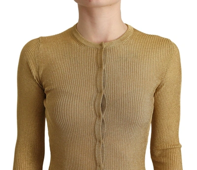 Shop Dolce & Gabbana Gold Viscose Blend Buttons Cardigan Women's Sweater