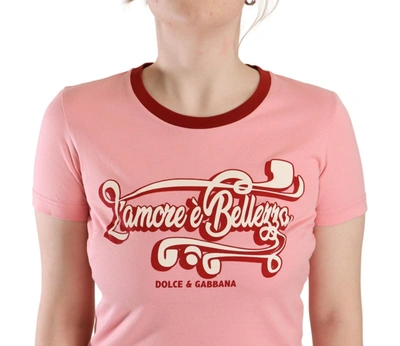 Shop Dolce & Gabbana Pink Cotton Short Sleeves Crewneck T-shirt Women's Top