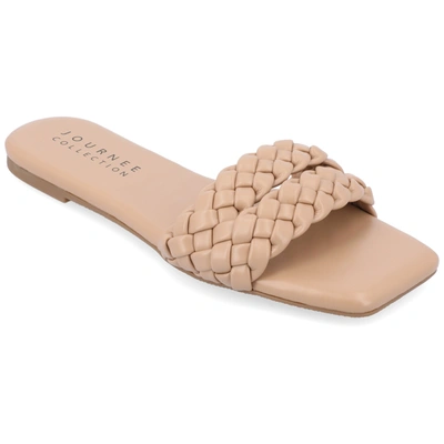 Journee Collection Women's Sawyerr Wide Width Braided Square Toe Sandals In Beige