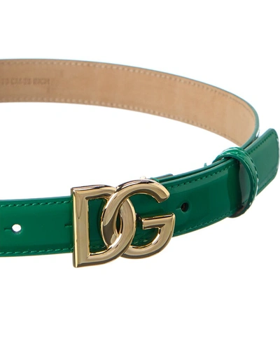 Shop Dolce & Gabbana Dg Logo Leather Belt In Green