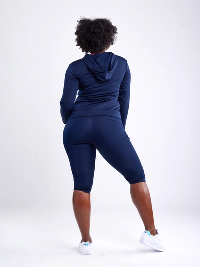 Shop Jupiter Gear Mid-rise Capri Fitness Leggings With Side Pockets In Blue