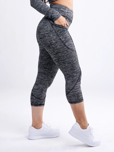 Shop Jupiter Gear Mid-rise Capri Fitness Leggings With Side Pockets In Grey