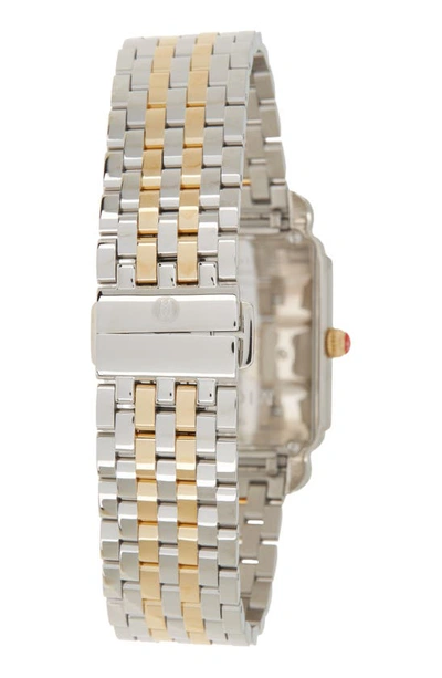 Shop Michele Deco Two-tone Diamond Embellished Bracelet Watch, 20mm X 43mm In 2t Silver/ Gold