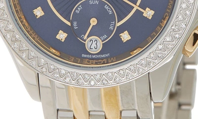Shop Michele Diamond Embellished Belmore Two-tone Bracelet Watch In 2t Silver/ Gold