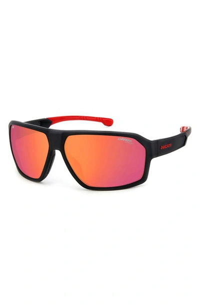 Shop Carrera Eyewear X Dacati Carduc 66mm Oversize Rectangle Flat Top Sunglasses In Black Red Multilayer