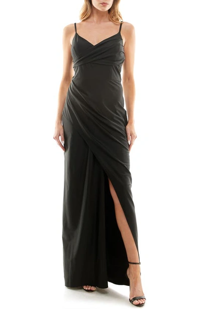 Shop Speechless Ruched Sheath Gown In Black