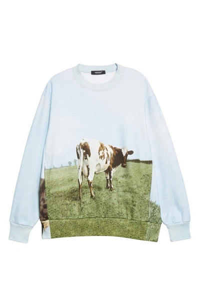 Shop Undercover C/s Cow Print Sweatshirt In L.bl Base