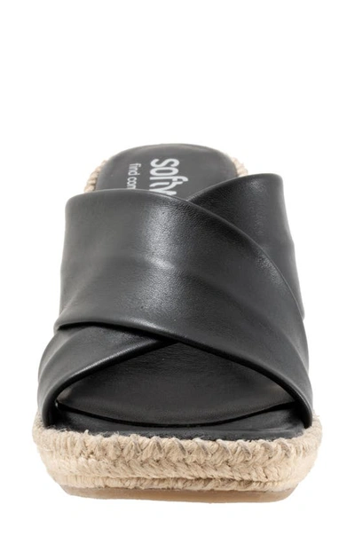 Softwalk Hastings Espadrille Platform Wedge Slide Sandal In Black